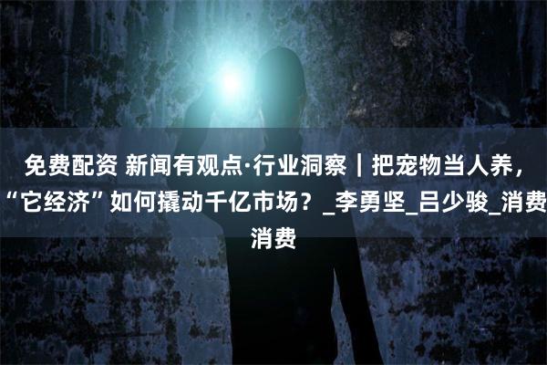 免费配资 新闻有观点·行业洞察｜把宠物当人养，“它经济”如何撬动千亿市场？_李勇坚_吕少骏_消费
